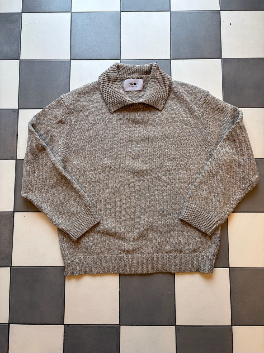 NN.07 Henrik 6533 Wool Blend Collared Sweater Oatmeal